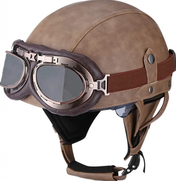 Helm vintage dengan sentuhan kulit asli